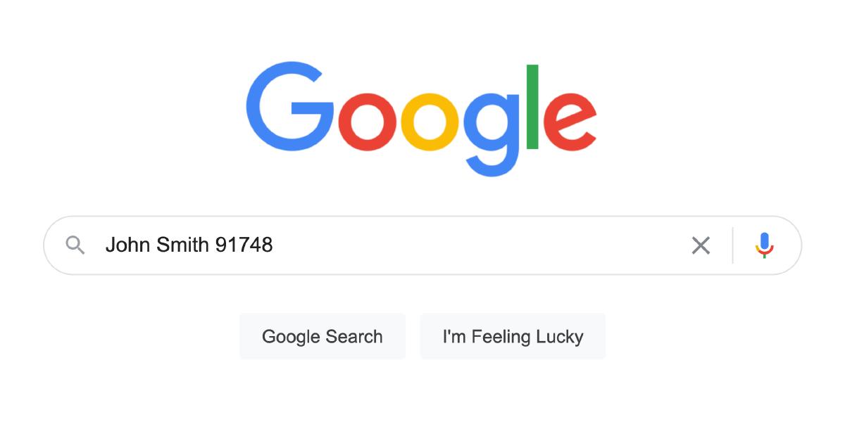 Zrzut ekranu przeglądarki internetowej Chrome z imieniem i kodem ZIP w polu wyszukiwania